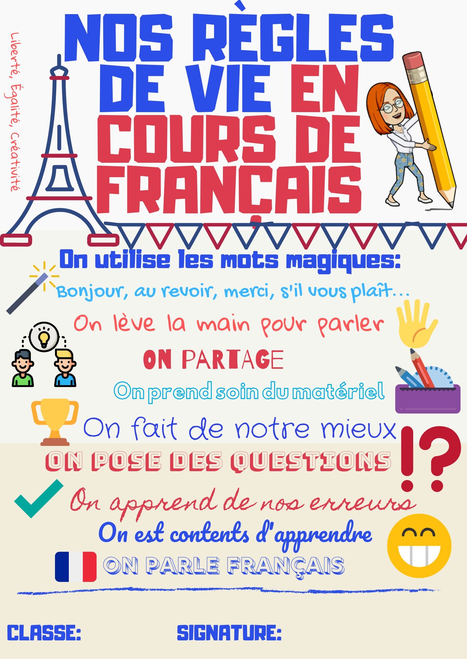 nos règles de vie en cours de français